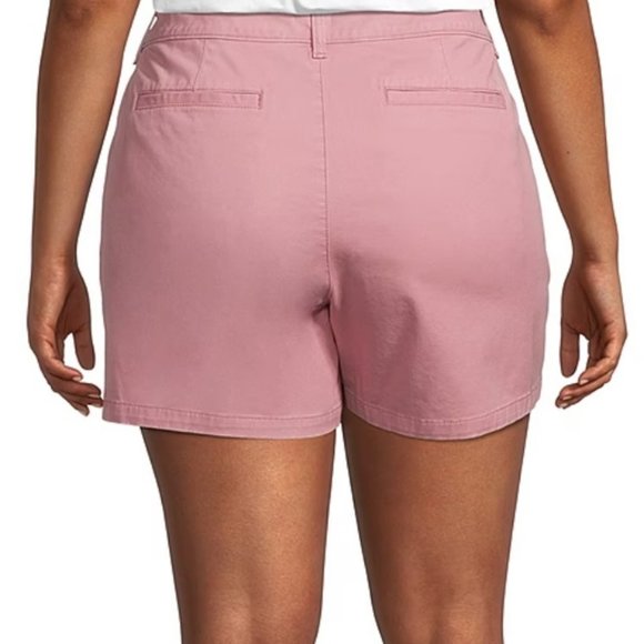 a.n.a. Women's Plus-Size 26 ROSE PINK 4.5" Mid Rise Flat-front Chino Short - Picture 9 of 11